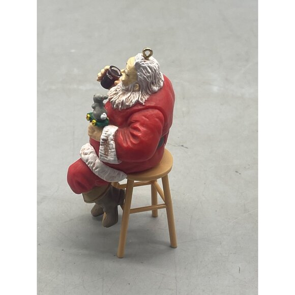 Christmas ornament Trimming A Tree coca cola 1990 bunny stool 4" red white READ - Picture 4 of 8